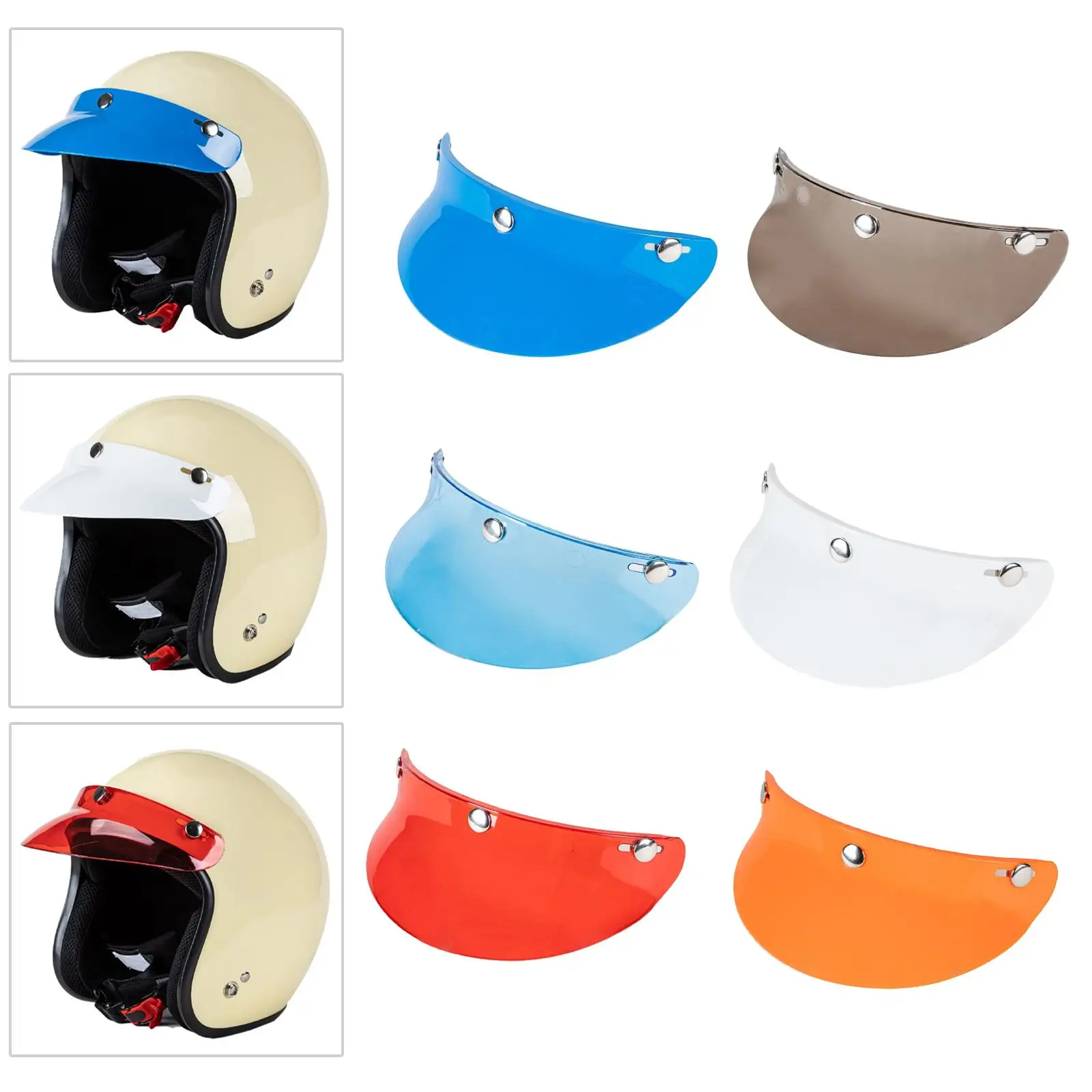 Snap Motorcycle Helmet Visor Peak Open Half Or Vintage , 15cm X 5cm