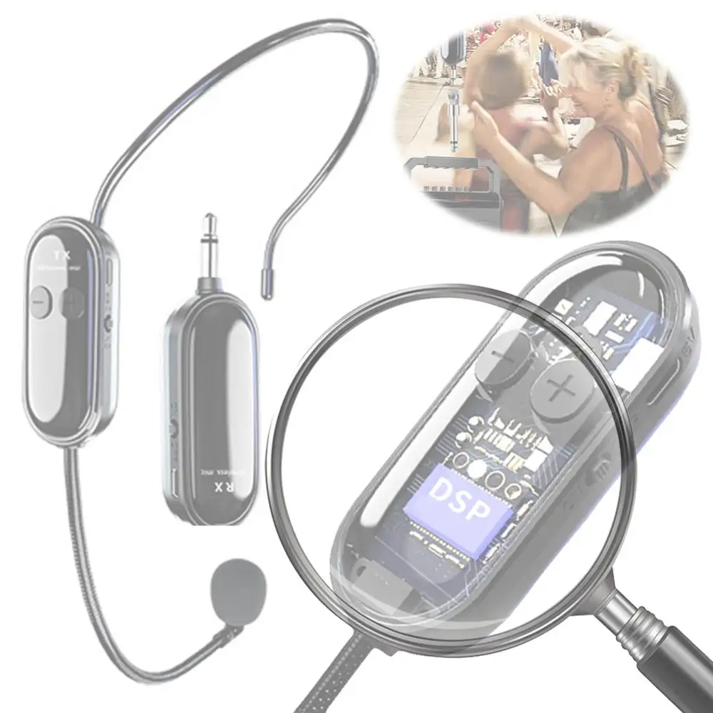 

Беспроводная гарнитура 2.4G и ручной микрофон 2-в-1: система беспроводного микрофона с большим радиусом действия для усилителей голоса, сценических колонок, обучения