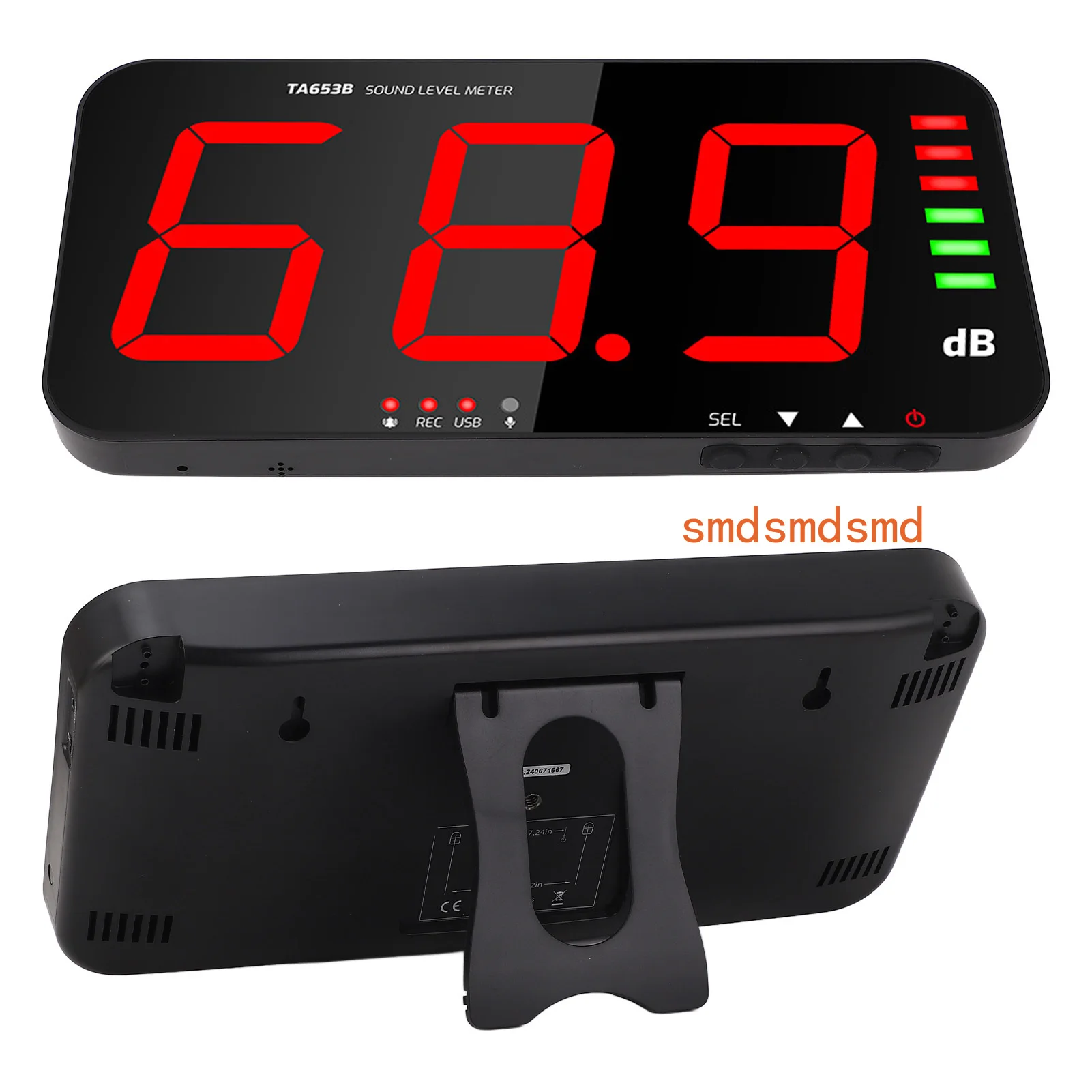 TA653B Decibel Meter Recorder Wall Mount Noise Sound Level Measuring Set Large Screen Noise Meter Industrial Use