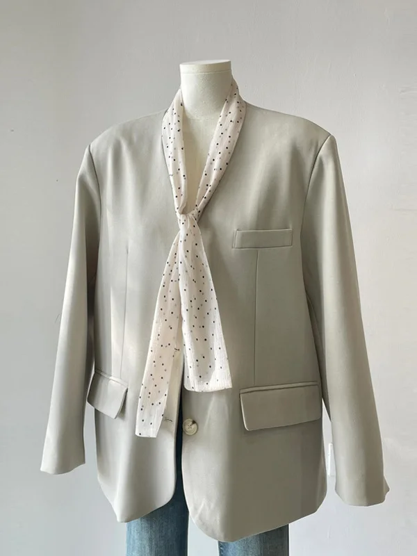 

Casual Loose Long Jacket Women's Suit Outerwear Fashionable Versatile Spring Autumn New Design Polyester Fiber Daily Wear