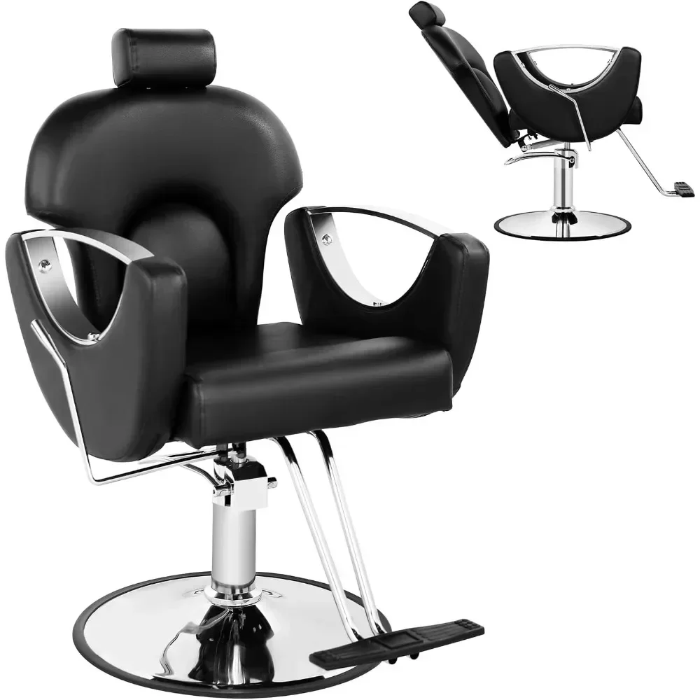 Barber Chairs.Black Salon Chair forHair Stylist Barber Chairs for Barbershop Home,Reclining Styling HairChair withHydraulic Pump