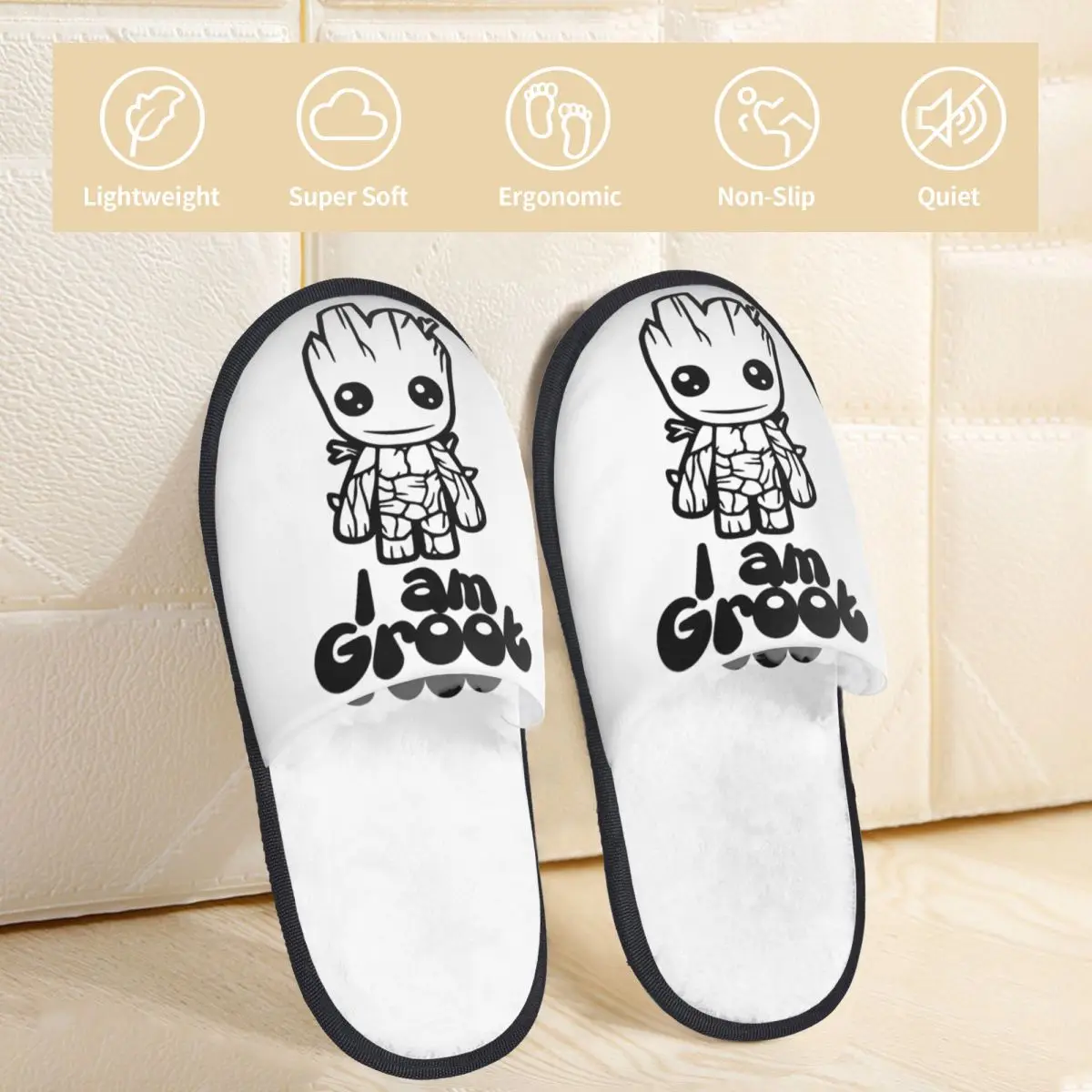 Guardians Of The Galaxy Groot Winter Cotton House Slippers Bedroom Soft Household Fur Slides Slippers Non Slip