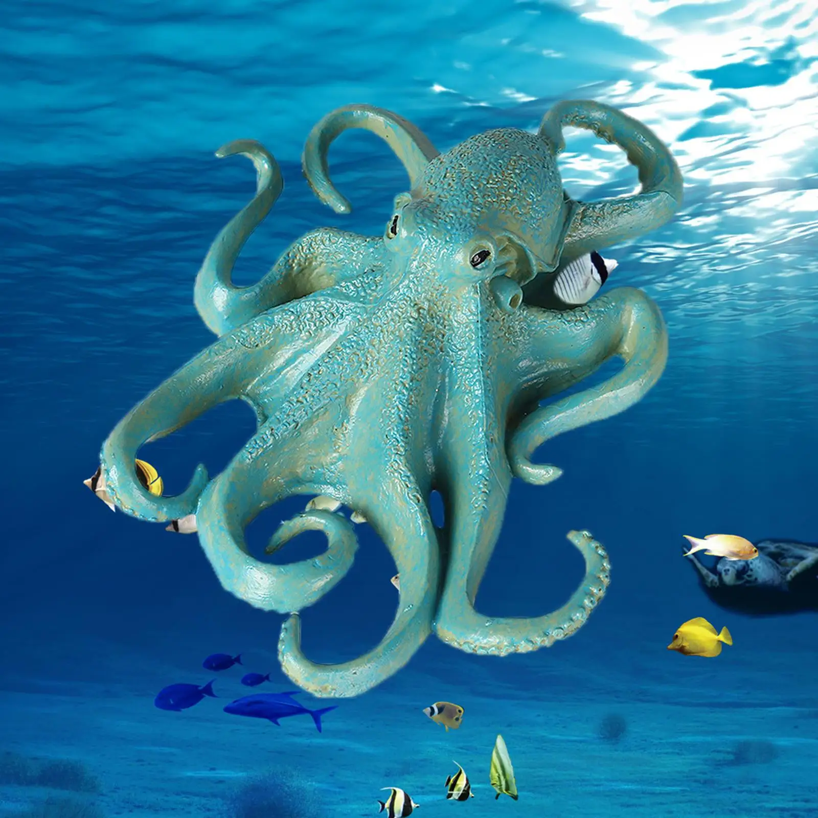 Ocean Animal Octopus Model Figures Playset Plastic for Desktop Decoration Blue Octopus A
