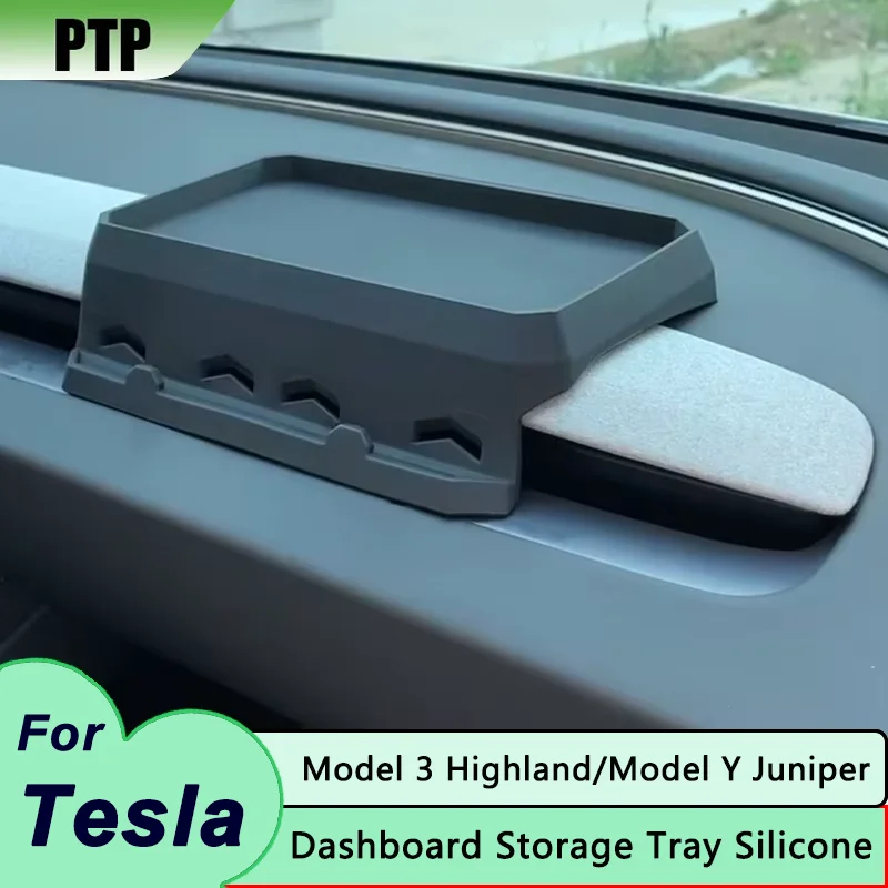

For Tesla Model 3 Highland Model Y Juniper 2025 Dashboard Storage Box Tray Phone Holder Instrument Panel Screen Rear Organizer