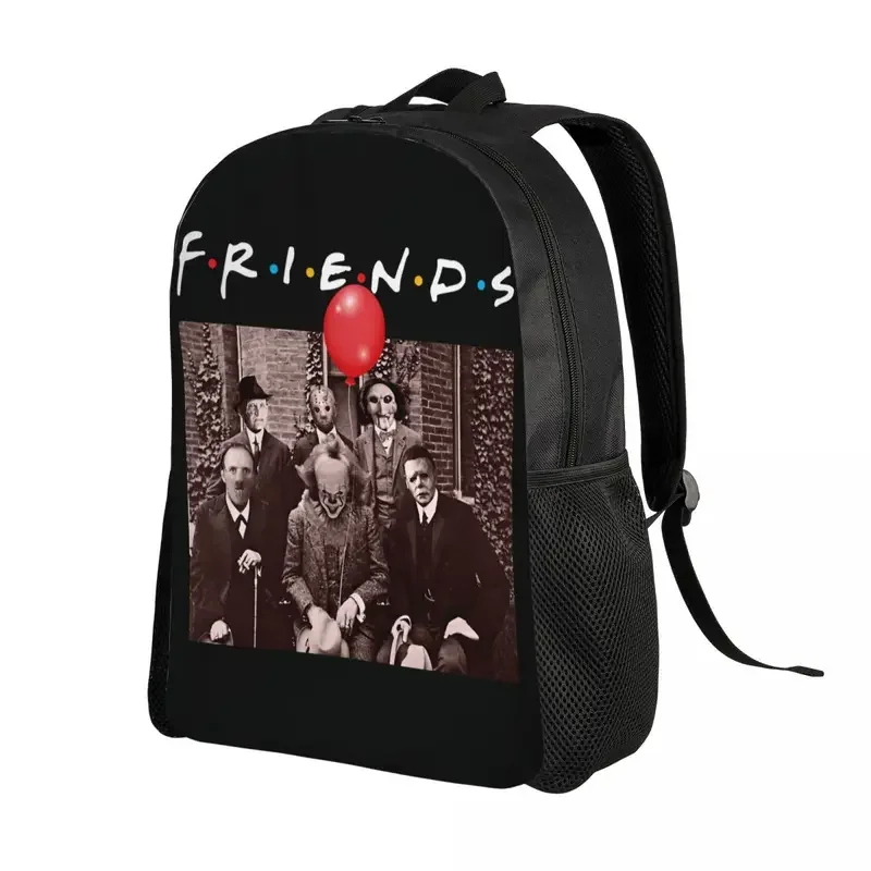 Mochila De Viagem De Amigos De Terror Personalizado, Pennywise Myers, Jason Voorhees, Bookbag De Computador Escolar, Sacos De Mochila De Estudante Universitário