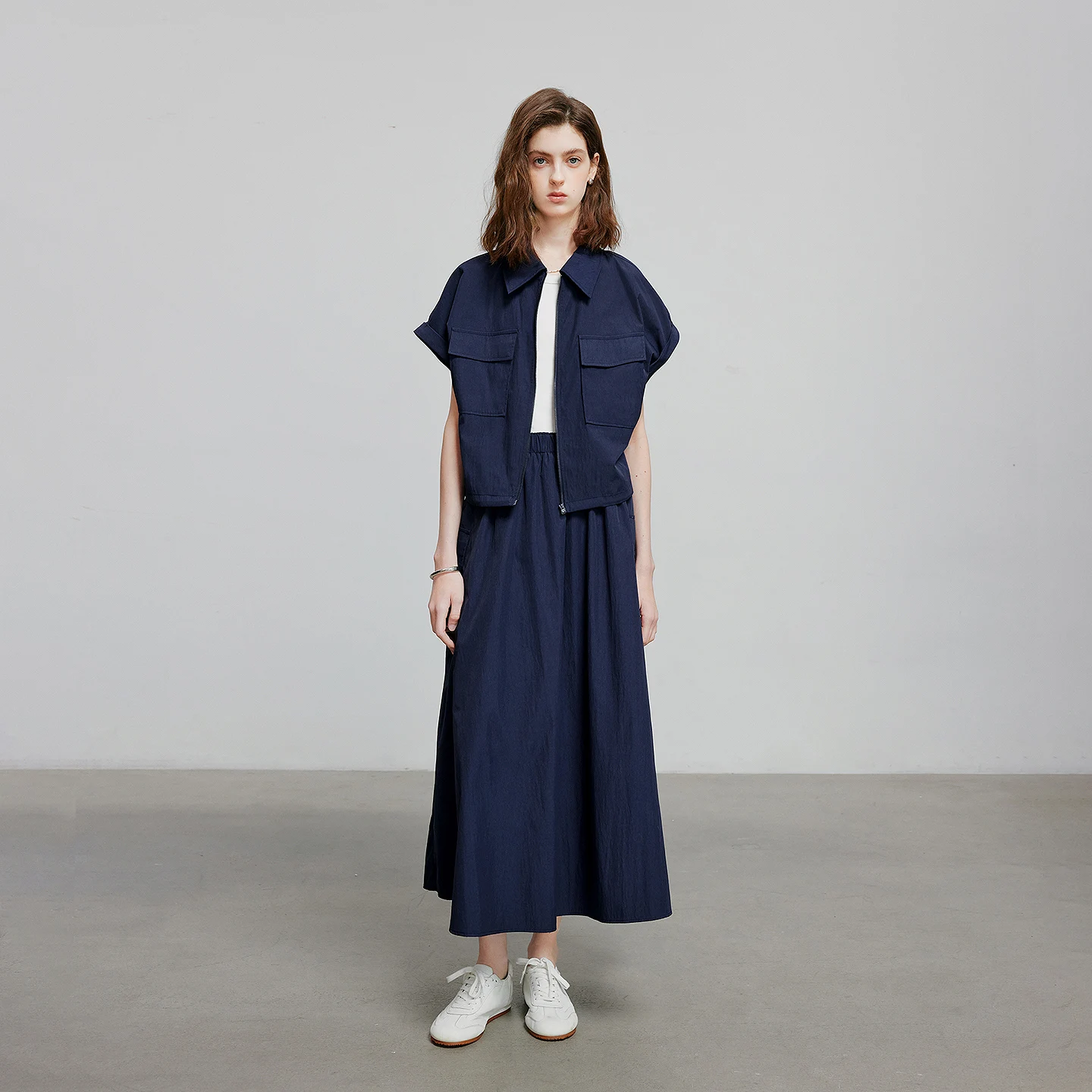 TOYOUTH Women Two Piece Sets 2026 Summer New Cargo Style Wide Shoulder Lapel Shirt Skirt Japanese Retro Lightweight Set