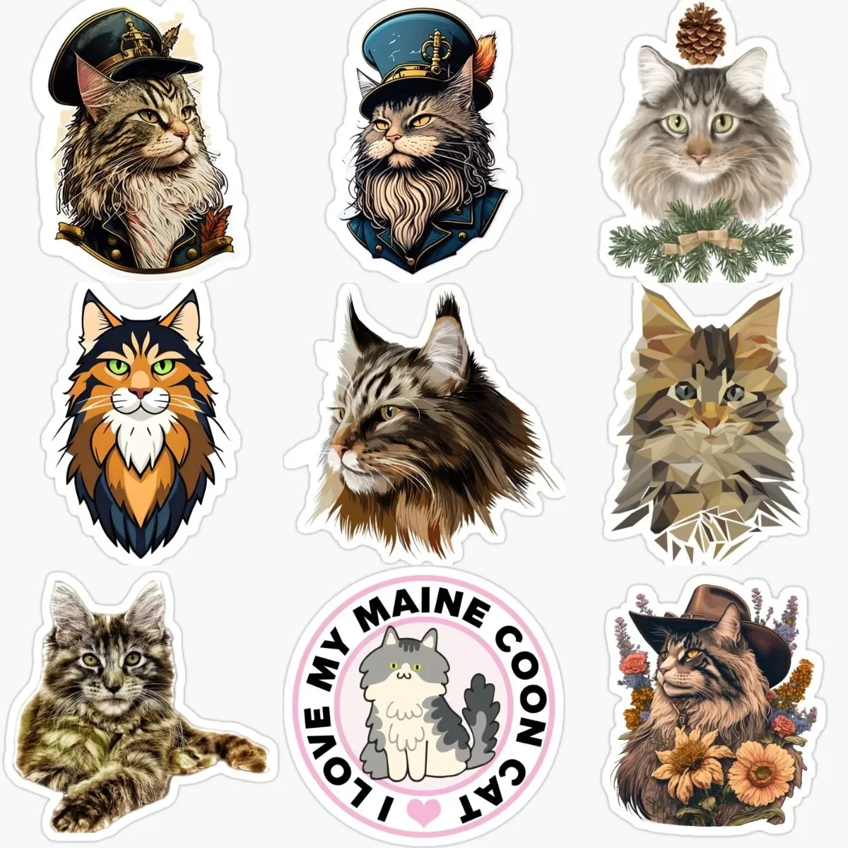 

Maine Cat Creative Stickers for Decorate Car Wall Room Table Motorcycle Off-road Helmet Camper Bumper Fridge Window