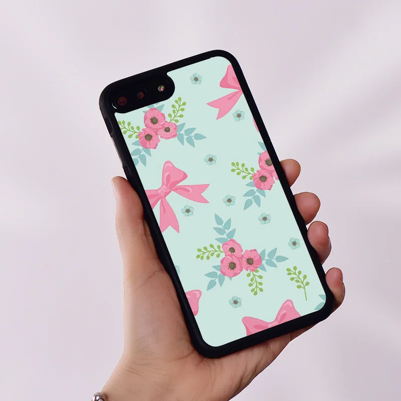 Wildflower Rubber Phone Case Cover for iPhone 6 6S 7 8 Plus X XS XR 11 12 13 14 15 Mini Pro Max Pink Bow Flowers Floral