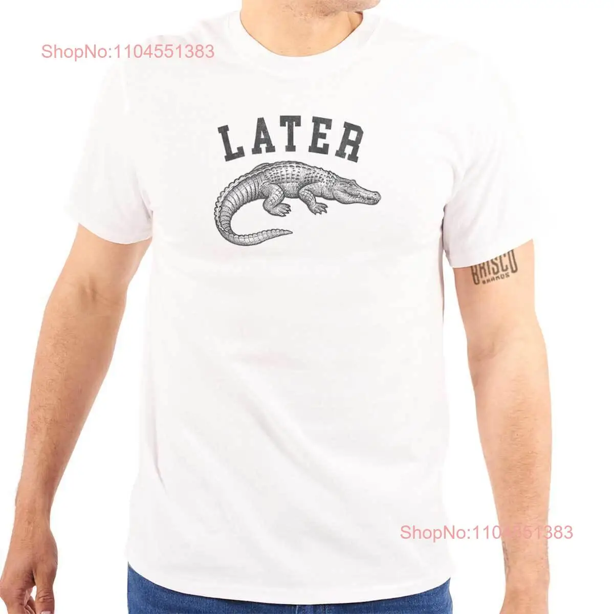 مضحك الحيوان Pun الفكاهة بعد التمساح نكتة المرأة أو رجل Crewneck تي شيرت المحملة #1