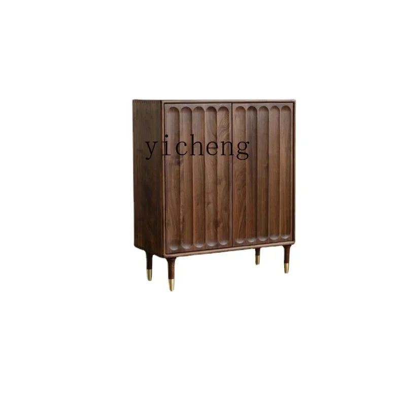 

YY Household Large-Capacity Storage Cabinet at the Door Black Walnut Solid Wood