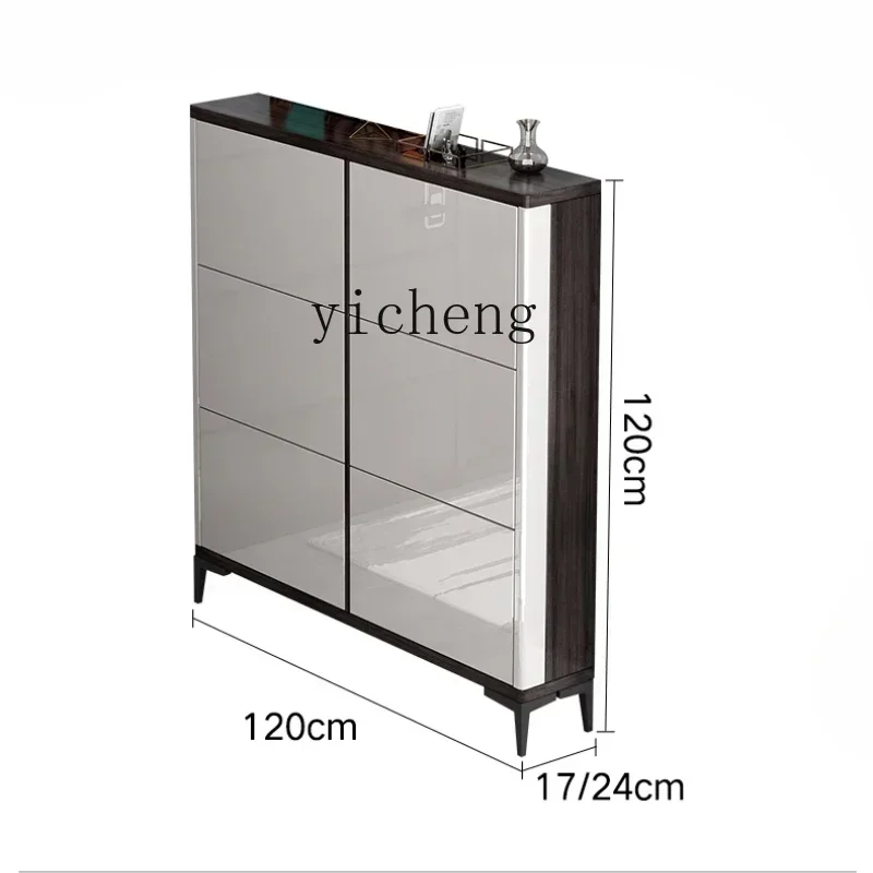 ZTQH light luxury ultra-thin shoe cabinet tipping bucket seat integrated household can sit large-capacity entrance cabinet