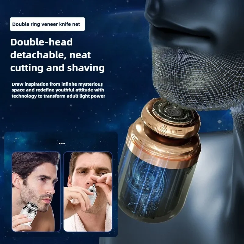 2 IN 1 Mini Portable Electric Capsule Shaver Nose Hair Trimmer Rechargeable Electric Beard Scraper Knife For Men's Travel Razor