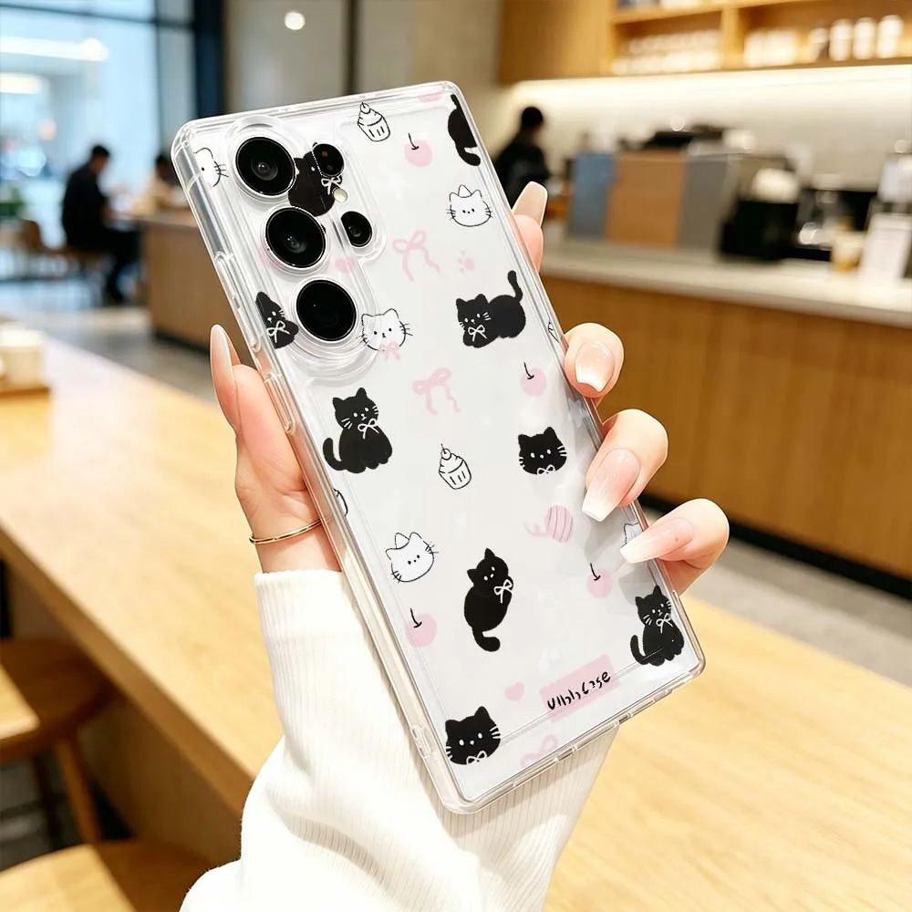 Cat Phone Case For Samsung Galaxy S26 S25 S24 S23 S22 S21 S20 Ultra Plus FE Pro 5G Transparent Cover