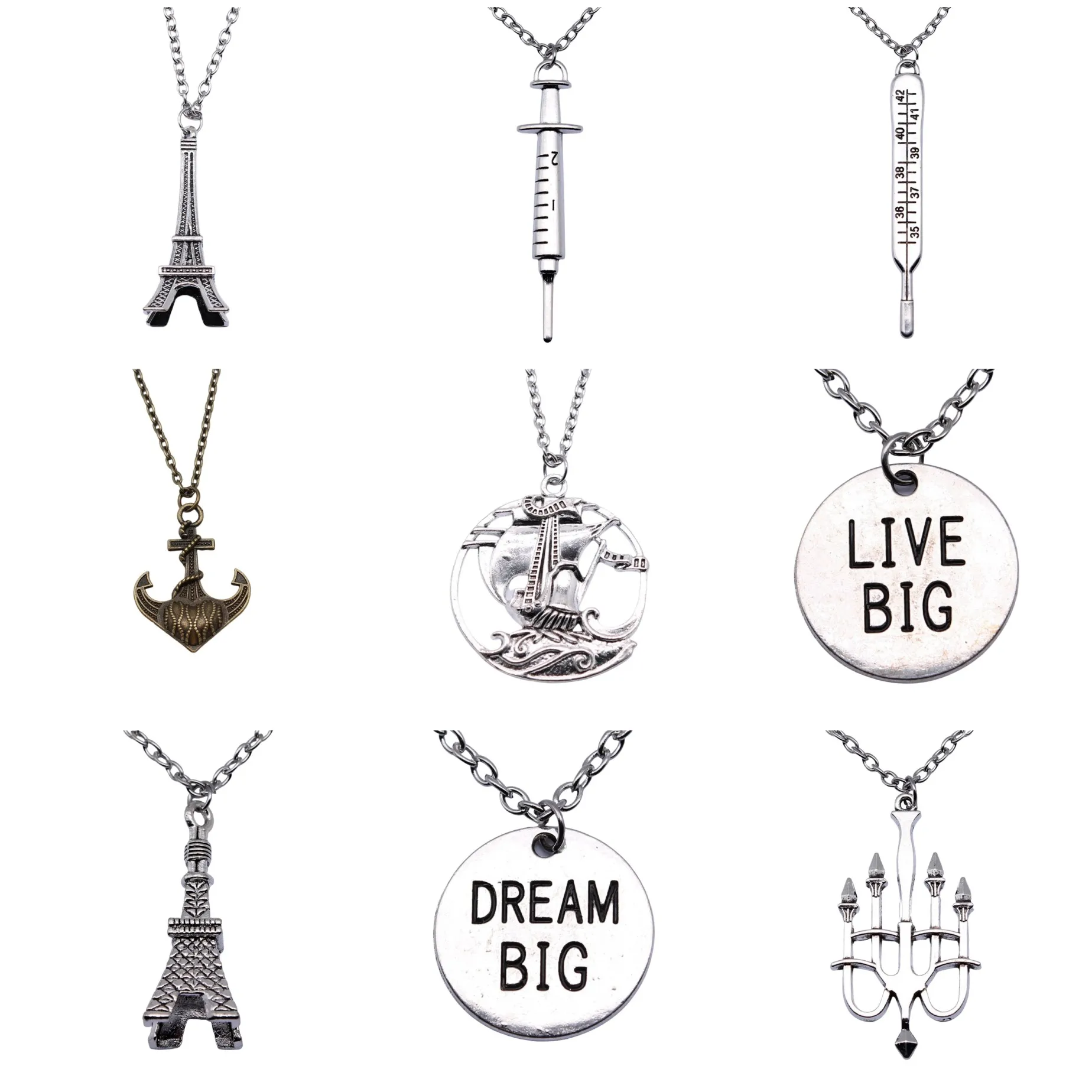 Antique Silver Color Study Musical Note Student Theme Pendant Necklaces With 45cm 70cm Chain For Women Fashion Jewelry