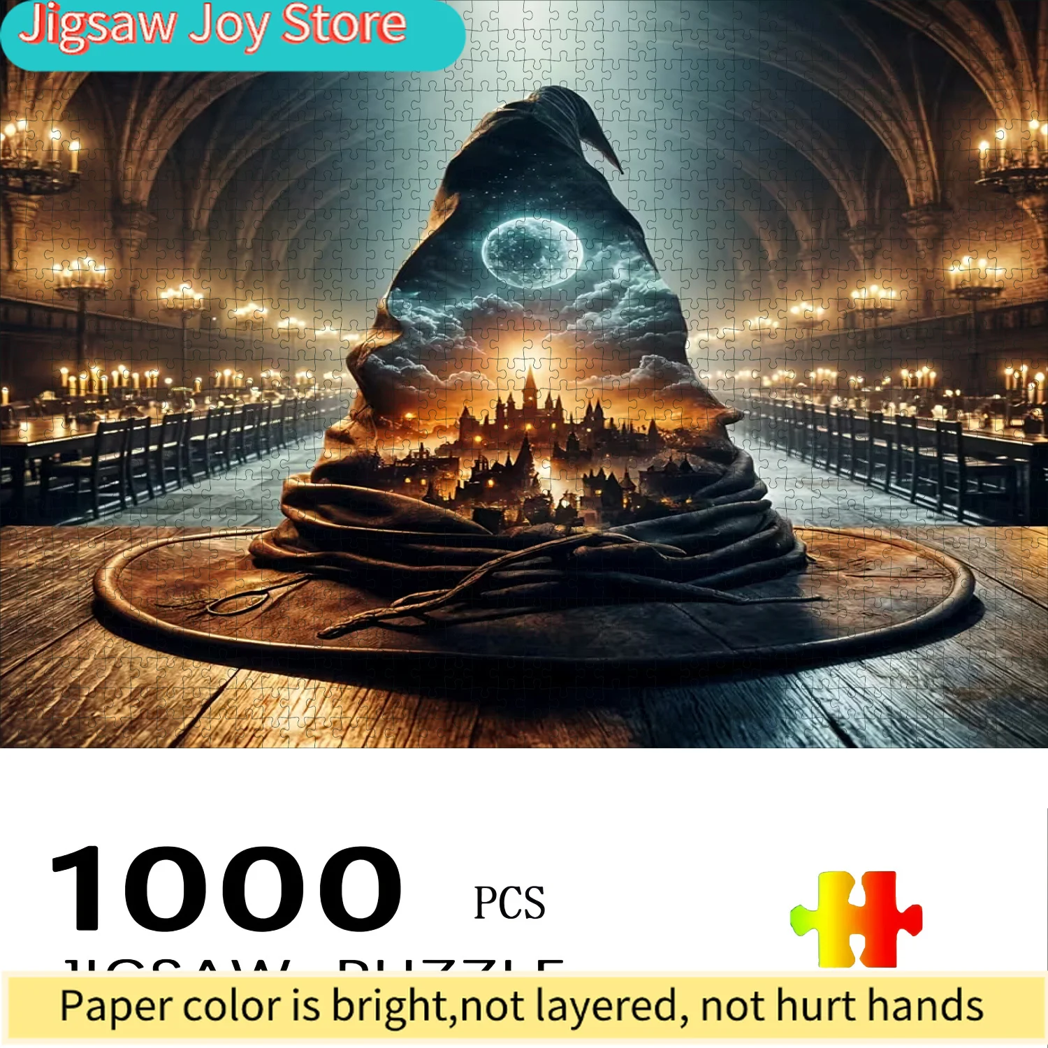 Paper Puzzle - Magician Hat and Castle Design, Magical Challenge Level, Portable Boxed, Suitable for and Family Gatherings, H
