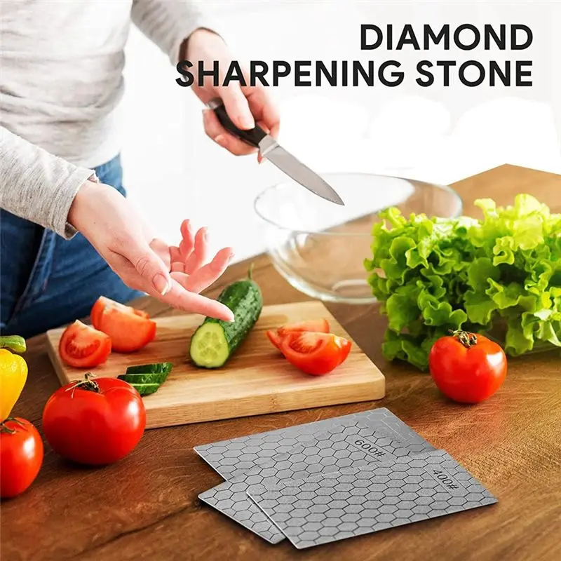 XSXS-8 Pcs Diamond Sharpening Plate Set, Diamond Sharpening Stone With Honeycomb Surface, 400/600/1000/1200 Grit