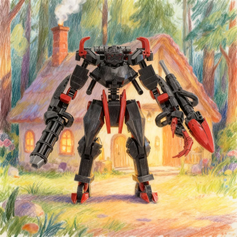 

559 деталей MOC: Модель бронированного робота-охотника на злодеев, конструктор, подарок, креативный коллекционный декор, премиум-класс