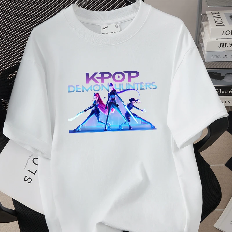 KPop Demon Hunters Huntrix Stampa T-shirt da uomo T-shirt estiva in cotone a maniche corte per donna O-Collo T-shirt da donna Top