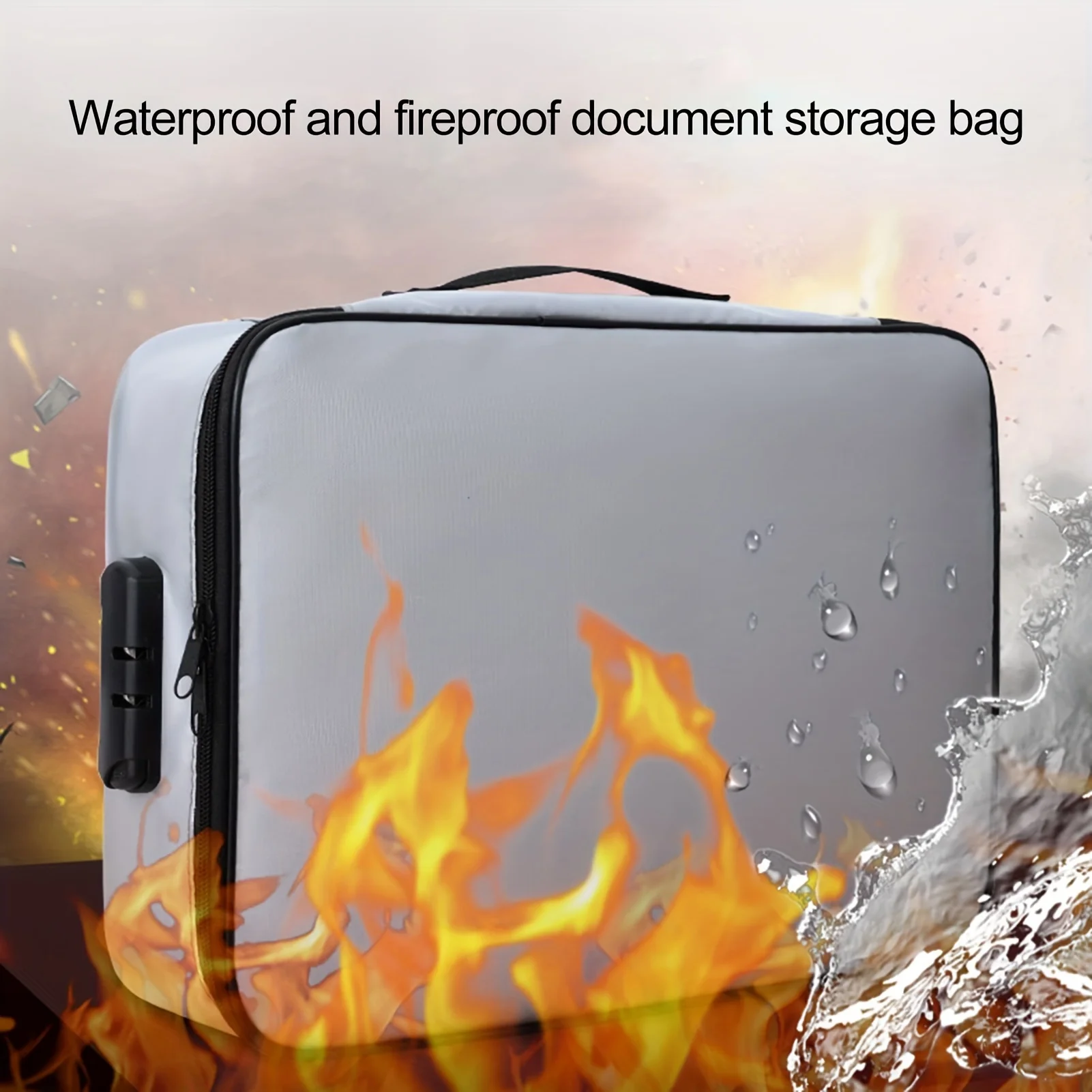 

Fireproof Document Password Bag Travel Waterproof File Money Storage Safe Papers Zipper Safety Organizer Multi-Layer Card Case