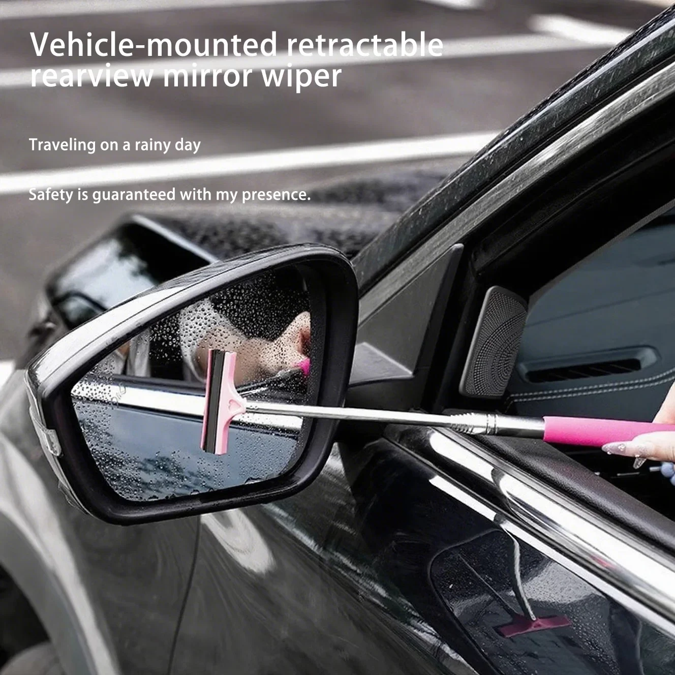 Telescopic Handle Car Rearview Mirror Wiper Durable Stainless Steel Auto Glass Cleaning Tools Brush Auto Mirror Cleaning Gadgets