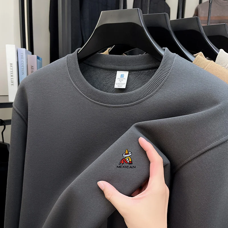 เสื้อฮู้ดผู้ชายสำหรับฤดูใบไม้ผลิและฤดูใบไม้ร่วง ปี 2025 ผ้าฝ้ายแท้ แขนยาว เสื้อยืดลำลองอเนกประสงค์ ชั้นใน