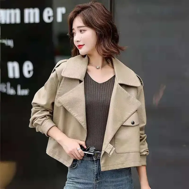 2025 neue Stile Frauen Mode Echtem Schaffell Leder Jacke Mode Lässig Frühling Leder Mantel Frauen