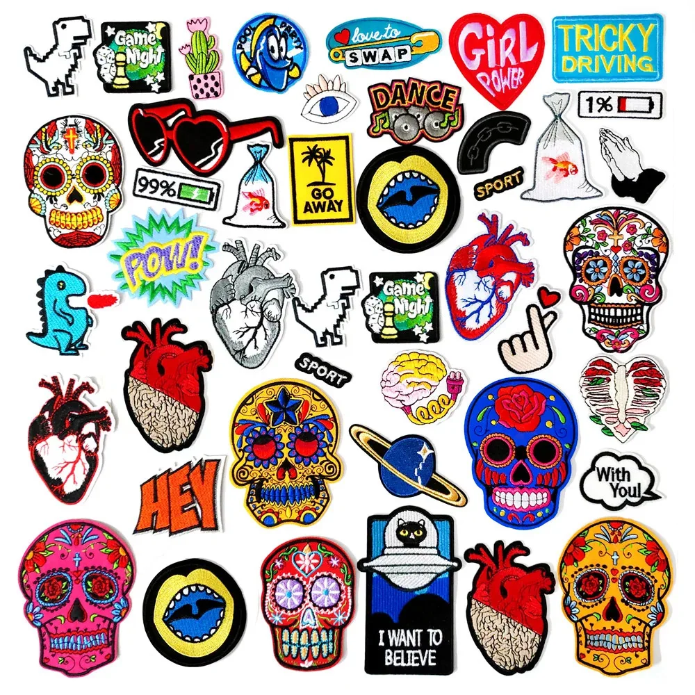 Mão coração pêlo diy remendos bordado apliques roupas de engomar suprimentos de costura emblemas decorativos olho hey