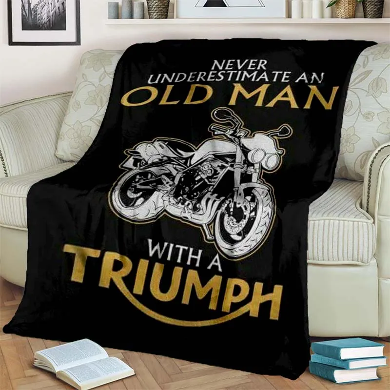 Retro trendy motorcycle logo T-TRIUMPH-H blanket for home warmth, sofa bed decoration, children's gift, portable picnic blanket