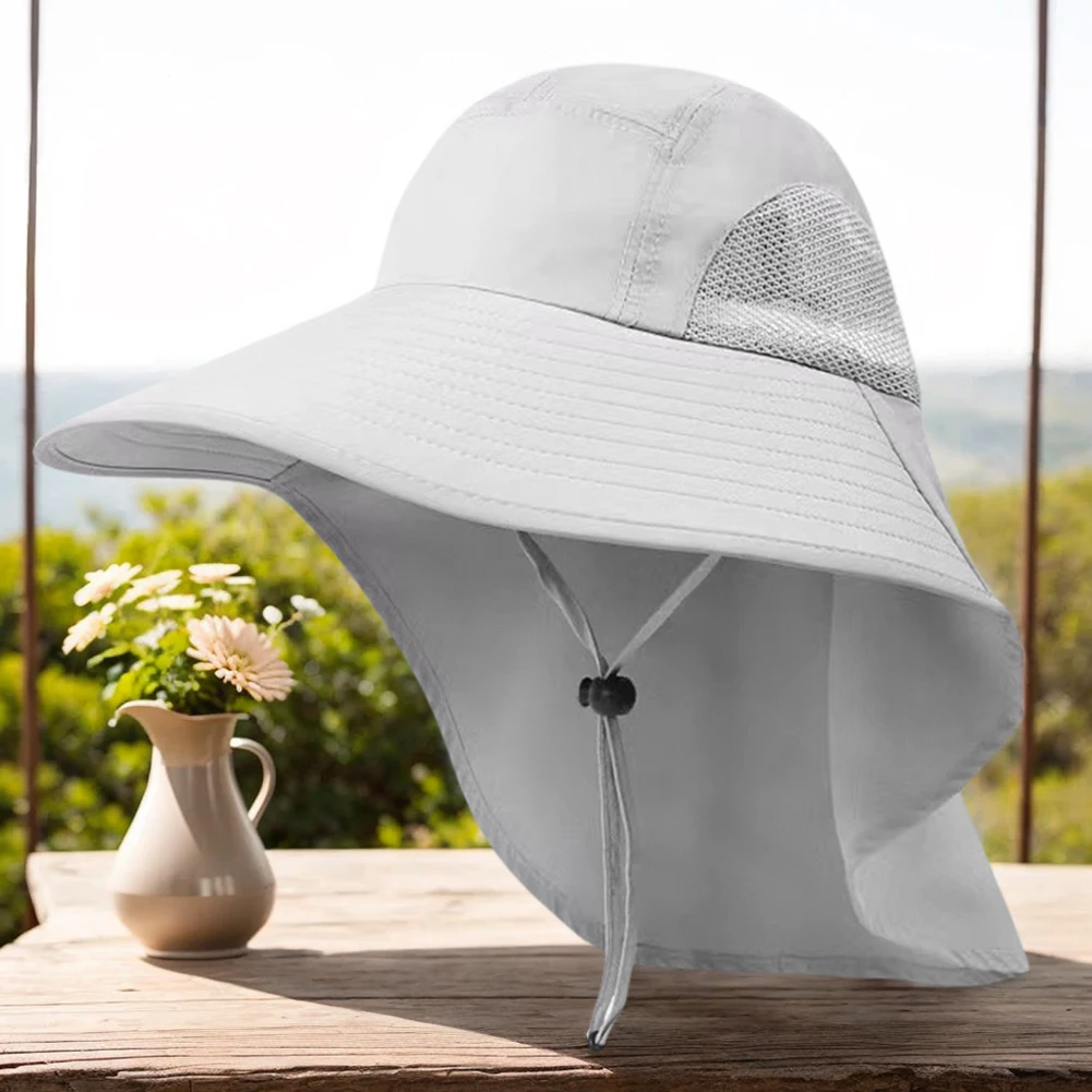 قبعة صيد خارجية للحماية من الشمس، قبعة صيد شبكية بحافة واسعة قابلة للطي، قبعة سفاري للمشي لمسافات طويلة قابلة للتعديل للتسلق والمشي لمسافات طويلة