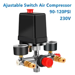Air Compressor Parts 90-120PSI Pressure Switch Manifold Regulator Gauges 220-380V Aluminum Air Compressor Pressure Switch Contro