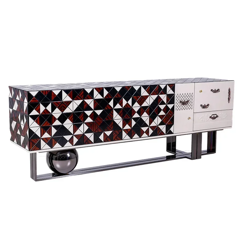 Living room light luxury TV cabinet multi-drawer large capacity high-end side cabinet