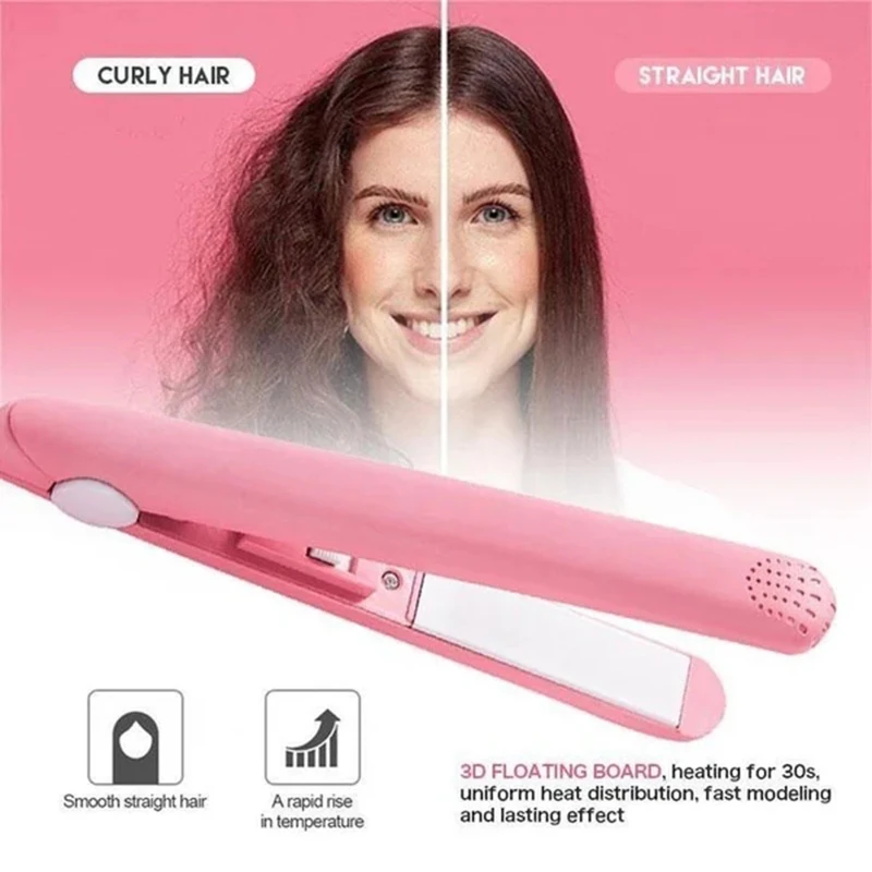 Mini Plancha De Cabello Portable Hair Straightener Mini Hair Straightening Curling Flat Iron Fast Heating Hair Styling Tools