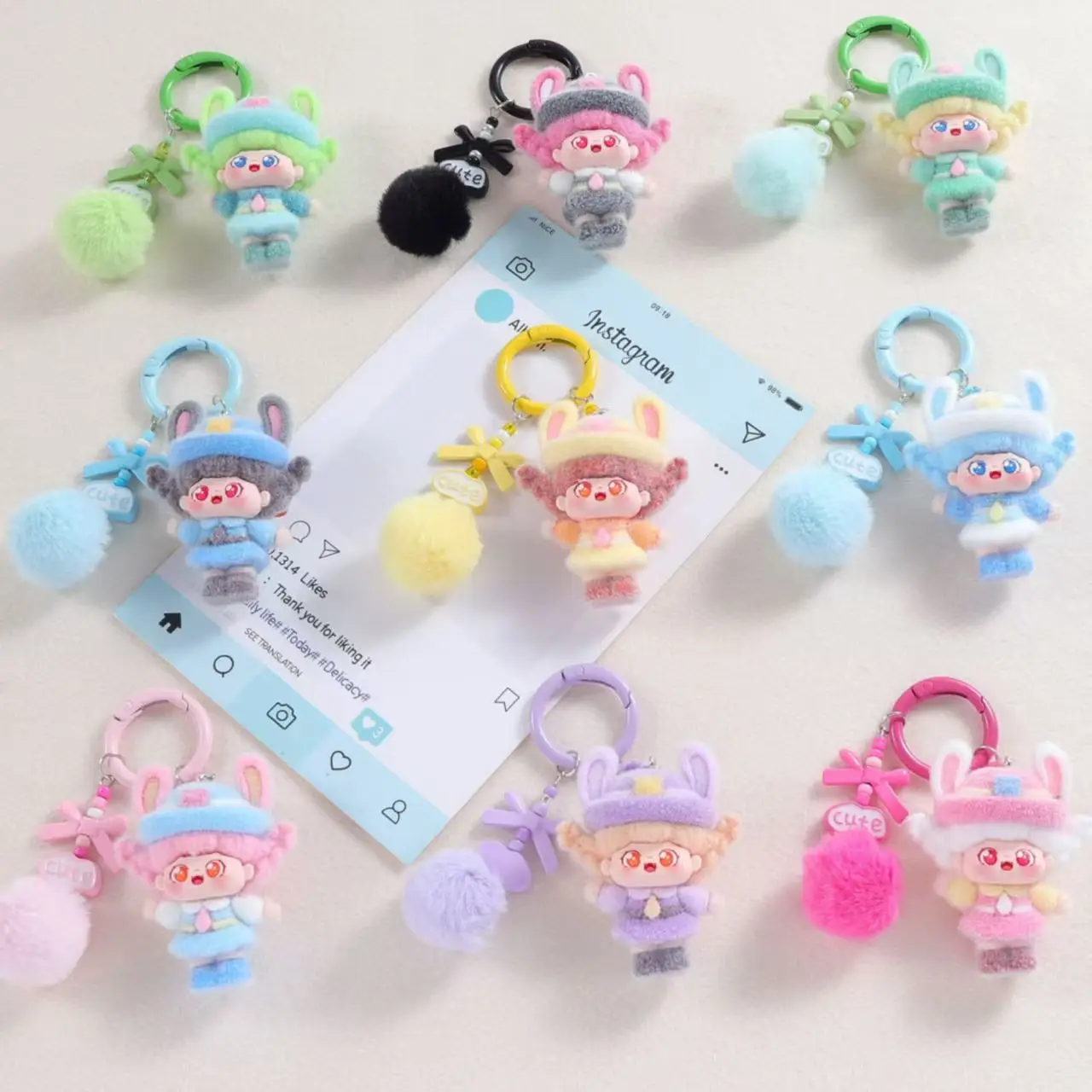 

Миниатюрный брелок-зайчик-полицейский для телефона/сумки, ручная работа, DIY