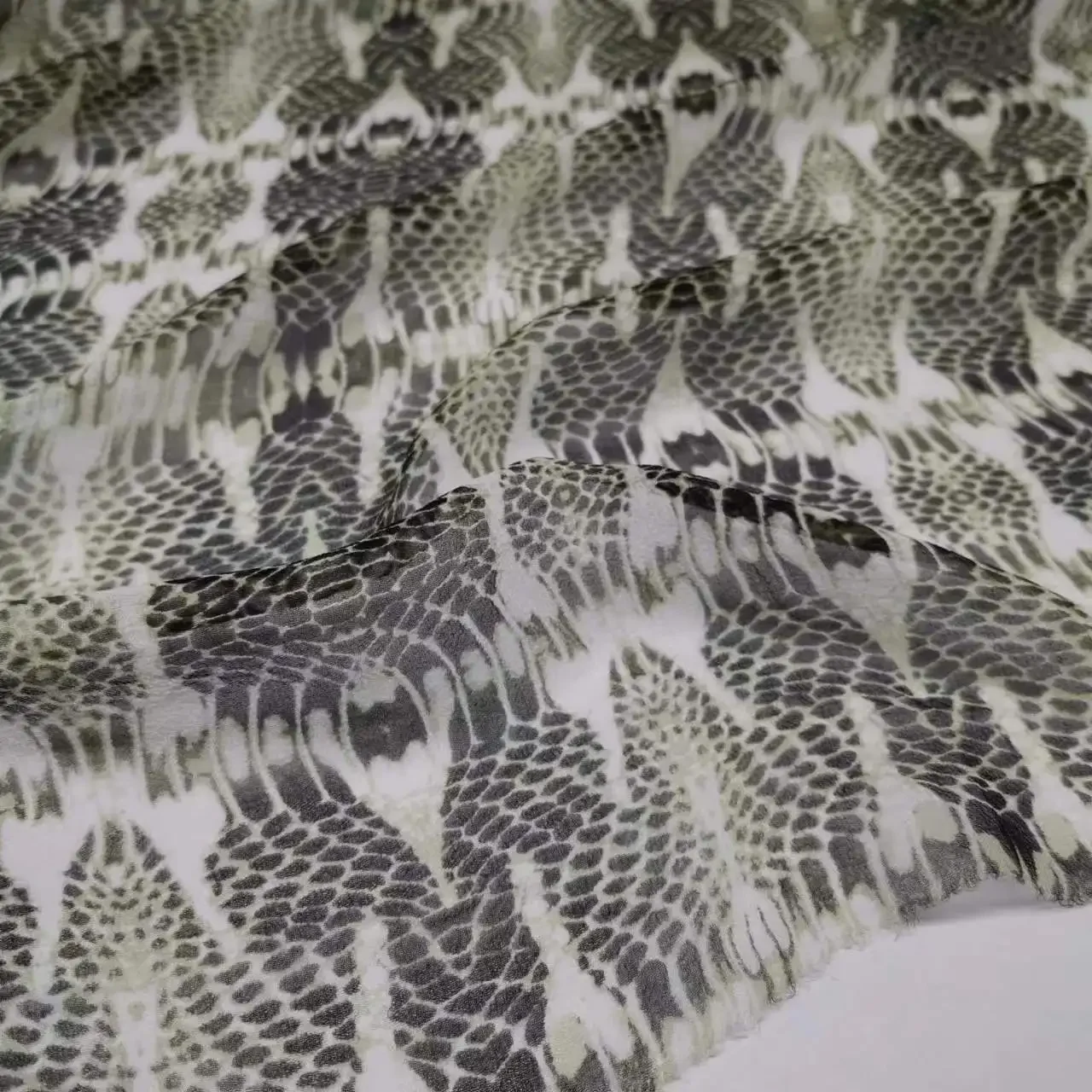 

New Real Silk Snake Georgette Fabric Animal Print Thin Mulberry Silk DIY Sewing Material