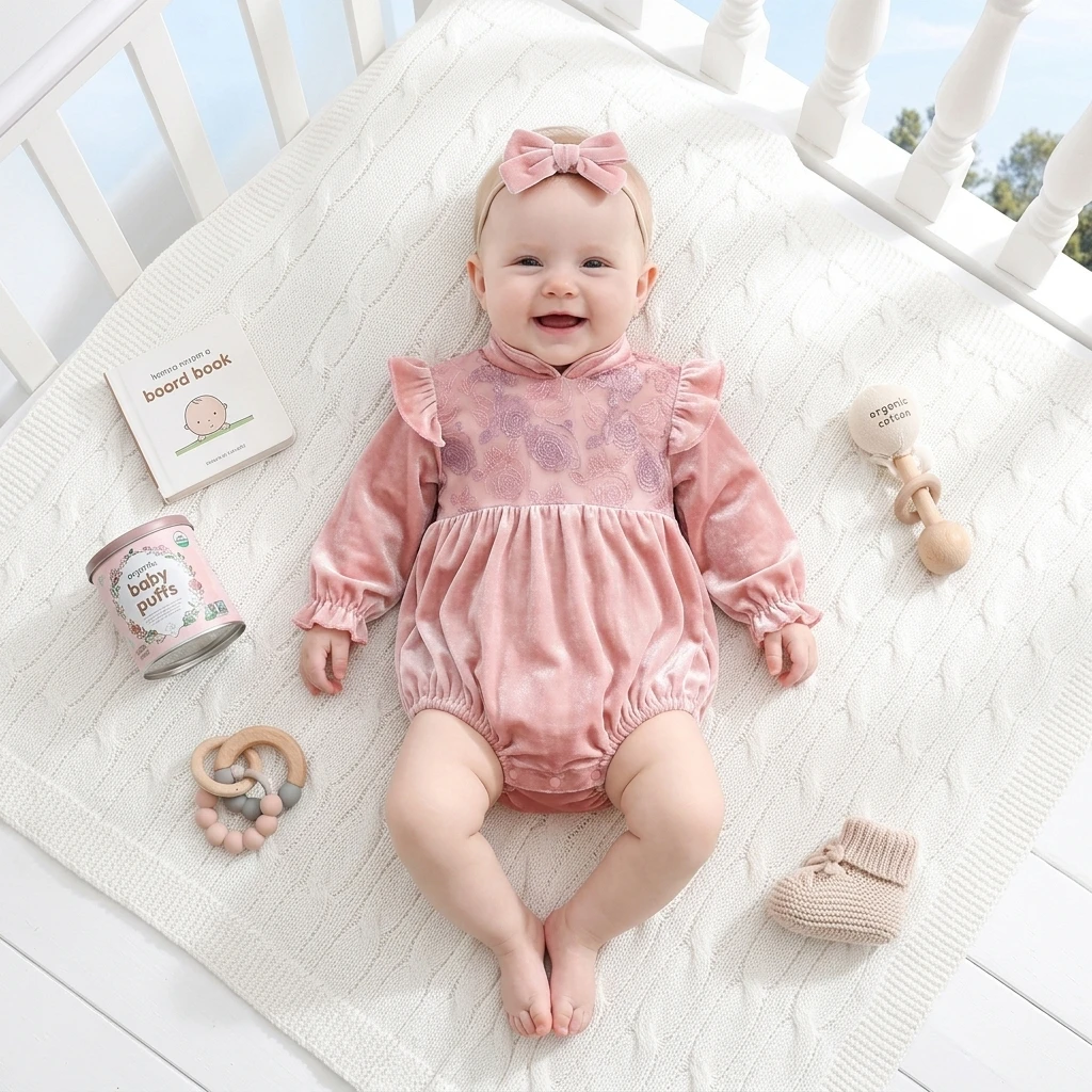Baby Girls Warm Lace Bodysuits Clothing Toddlers Autumn Winter Solid Princess