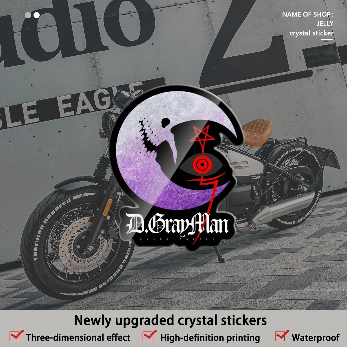 

4 шт. D.Gray-Man Moon & Eye Crystal Stickers — виниловые водонепроницаемые наклейки премиум-класса для автомобиля, ноутбука и телефона — коллекционный набор аниме