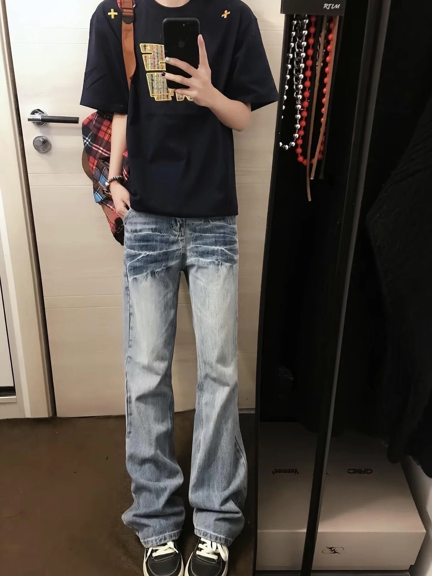 

Джинсы COLDSTONE American Lightning Pattern Flared для мужчин, прямые брюки Cleanfit National Trend, износостойкие, молодежные