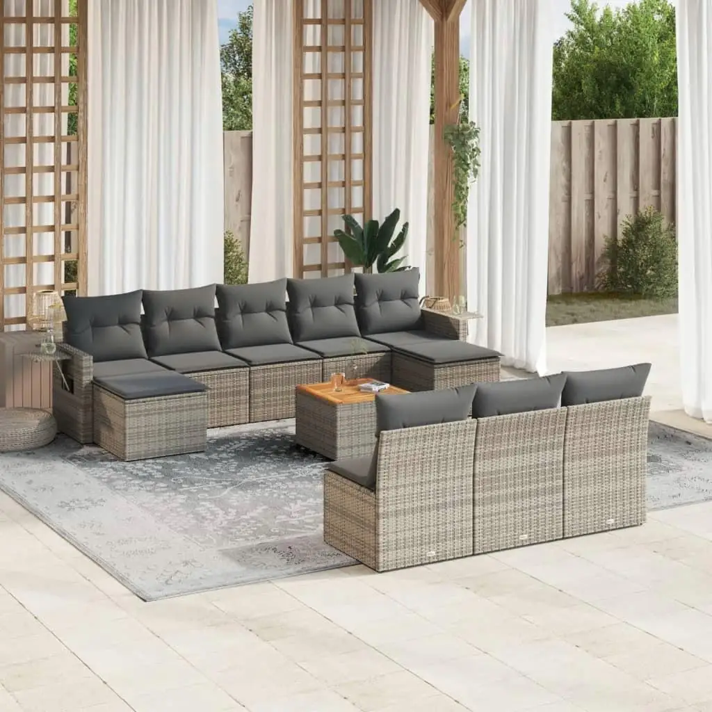 

Modular Grey PE Rattan Large Garden Sofa Set Outdoor Seating Furniture Comfortable Living Space Decor