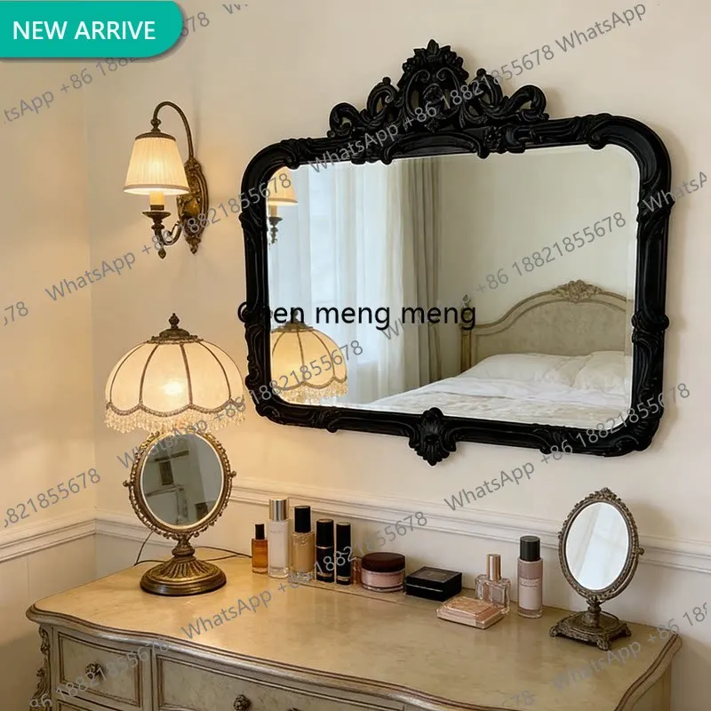Y183 French retro toilet countertop bathroom mirror wall hanging makeup mirror living room fireplace decorative mirror