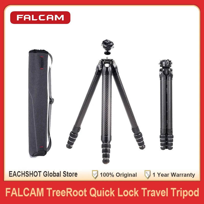 Falcam TreeRoot Quick Lock Travel Tripod Carbon Fiber Stand with 360° Damping Ball Head 1/4