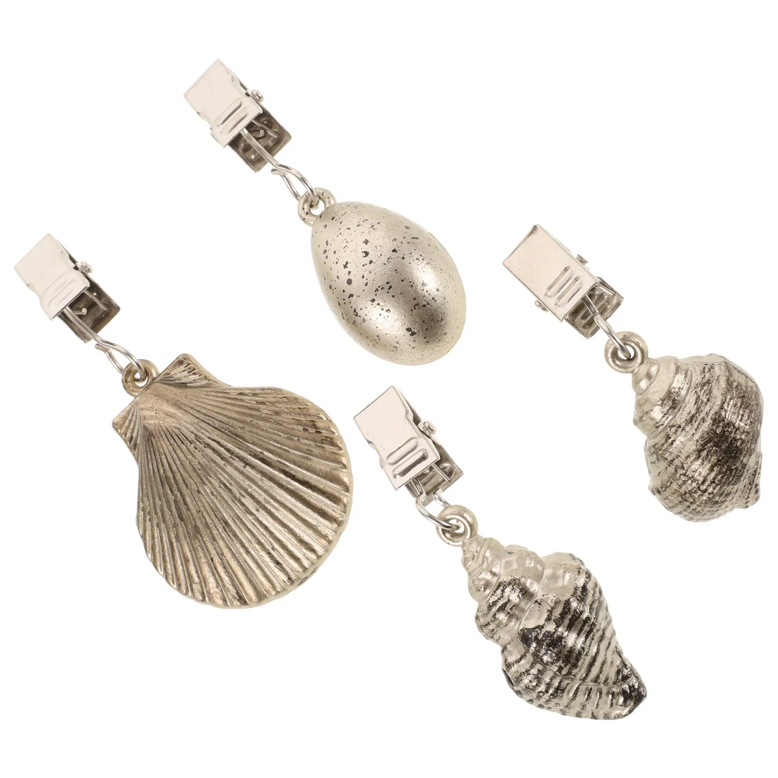 4Pcs Elegant Shell Inspired Tablecloth Weights Reusable Table Cover Clips Wind Resistant Compact Tablecloth Pendant for Dining