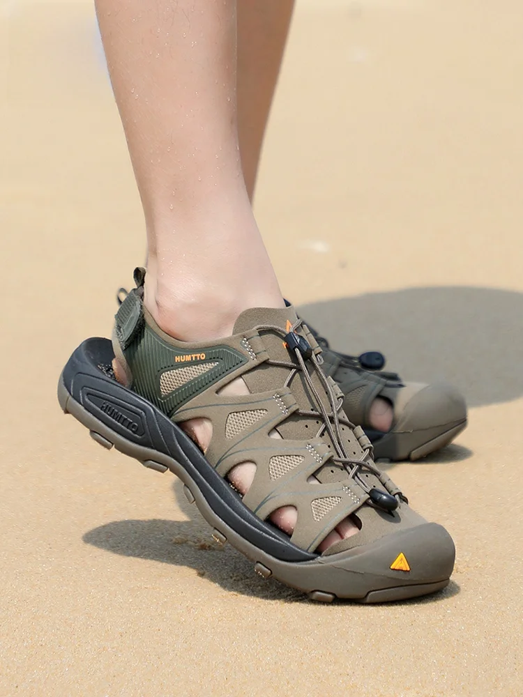 

HUMTTO Men's Beach oes Summer New Lightweight Anti-slip Soft Bot Breathable Outdoor Two-way Water-crossing Sport Sandals