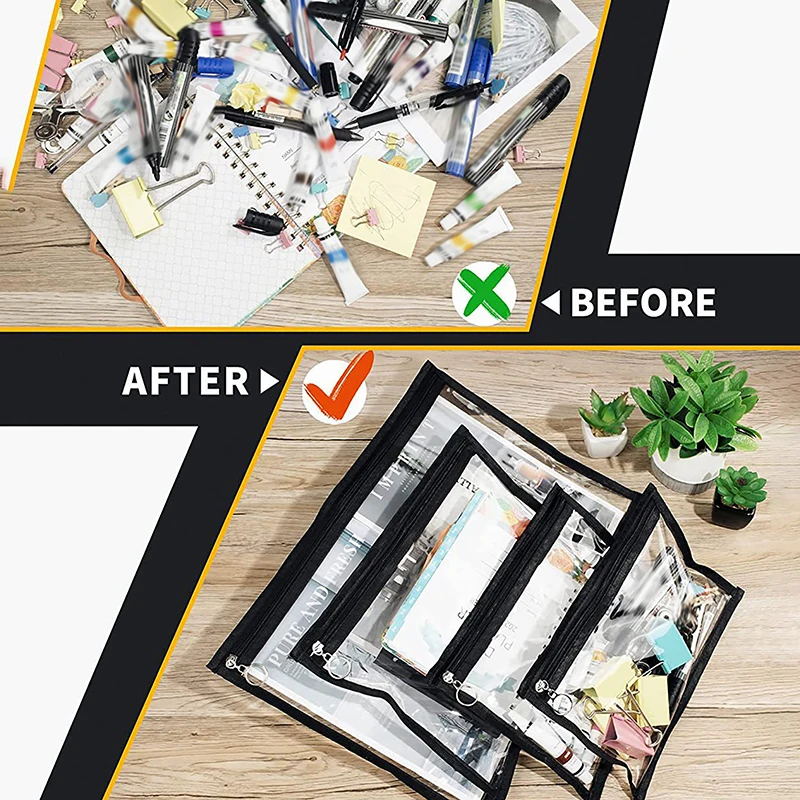 حقيبة مستحضرات التجميل بسحاب أسود شفاف للنساء أثناء السفر وحامل فرش المكياج ومنظم وحقيبة يد لأدوات الزينة #4