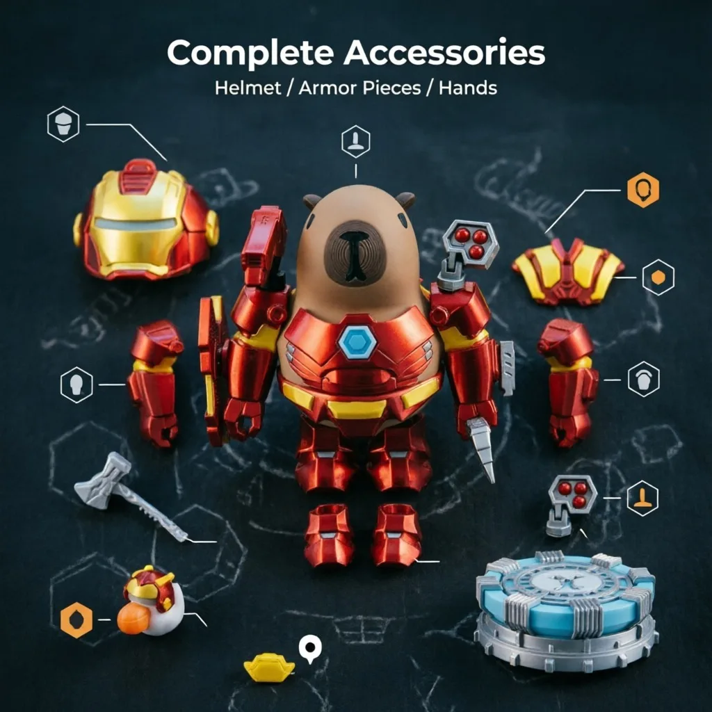 New Capybara Iron Armor Figure Magnetic Suction DIY Assembly Creative Capybara Desk Decor Glow In The Dark 3D Printed