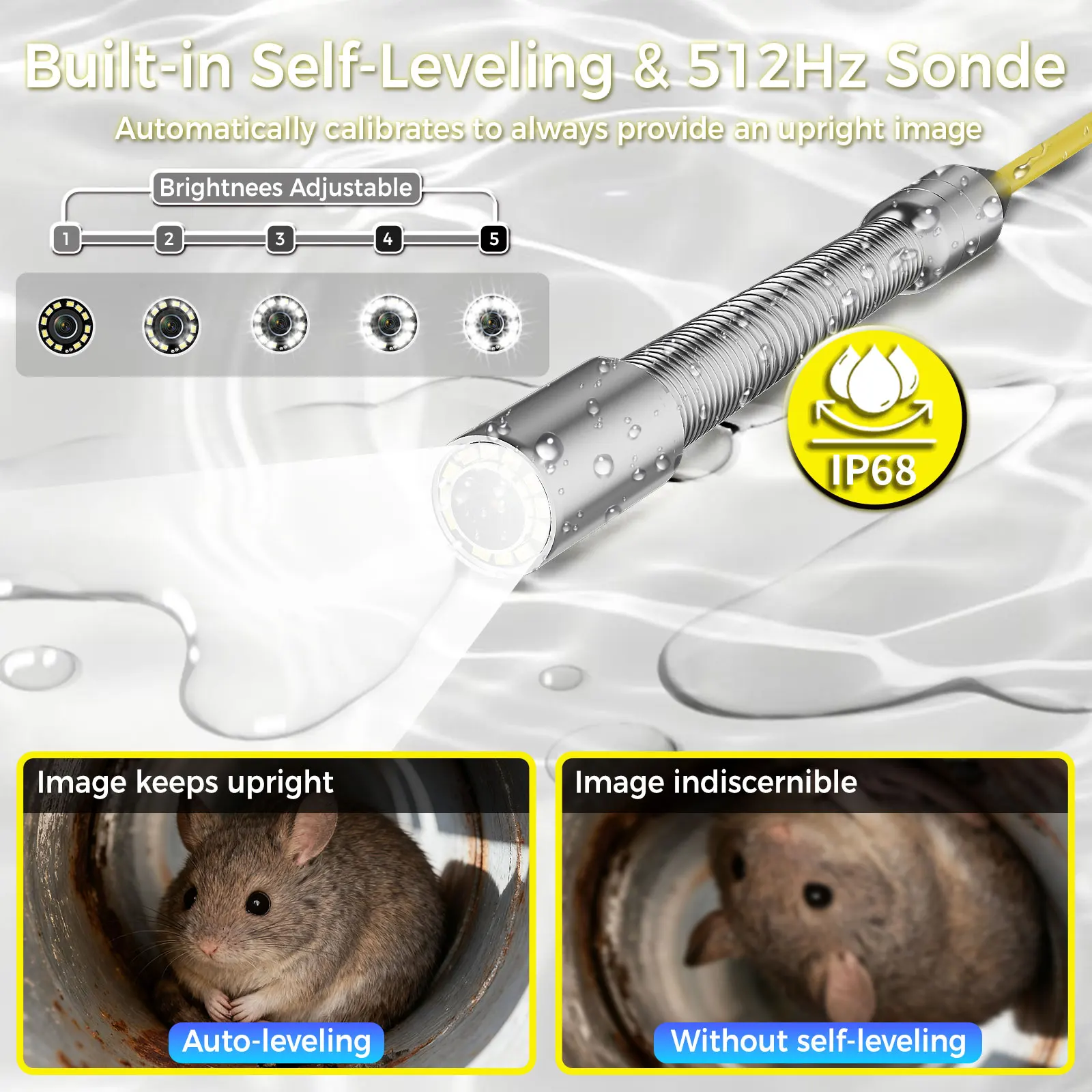 Sewer Camera 512Hz Self-Leveling 10.1