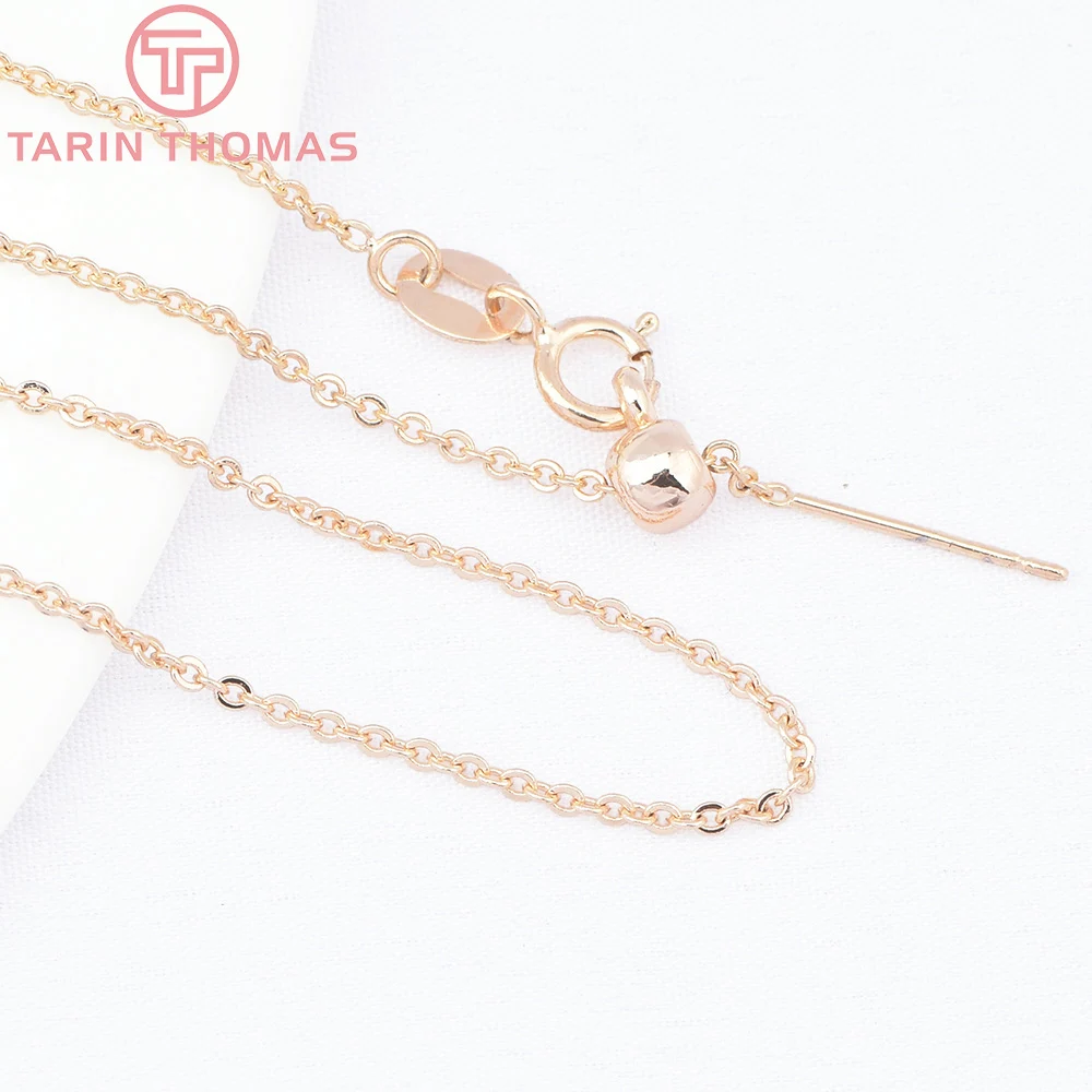 (4264) 2PCS Szerokość łańcucha 1.3MM 24K pozłacany mosiądz Naszyjnik Łańcuchy Bransoletka Łańcuchy Jakość Biżuteria Akcesoria