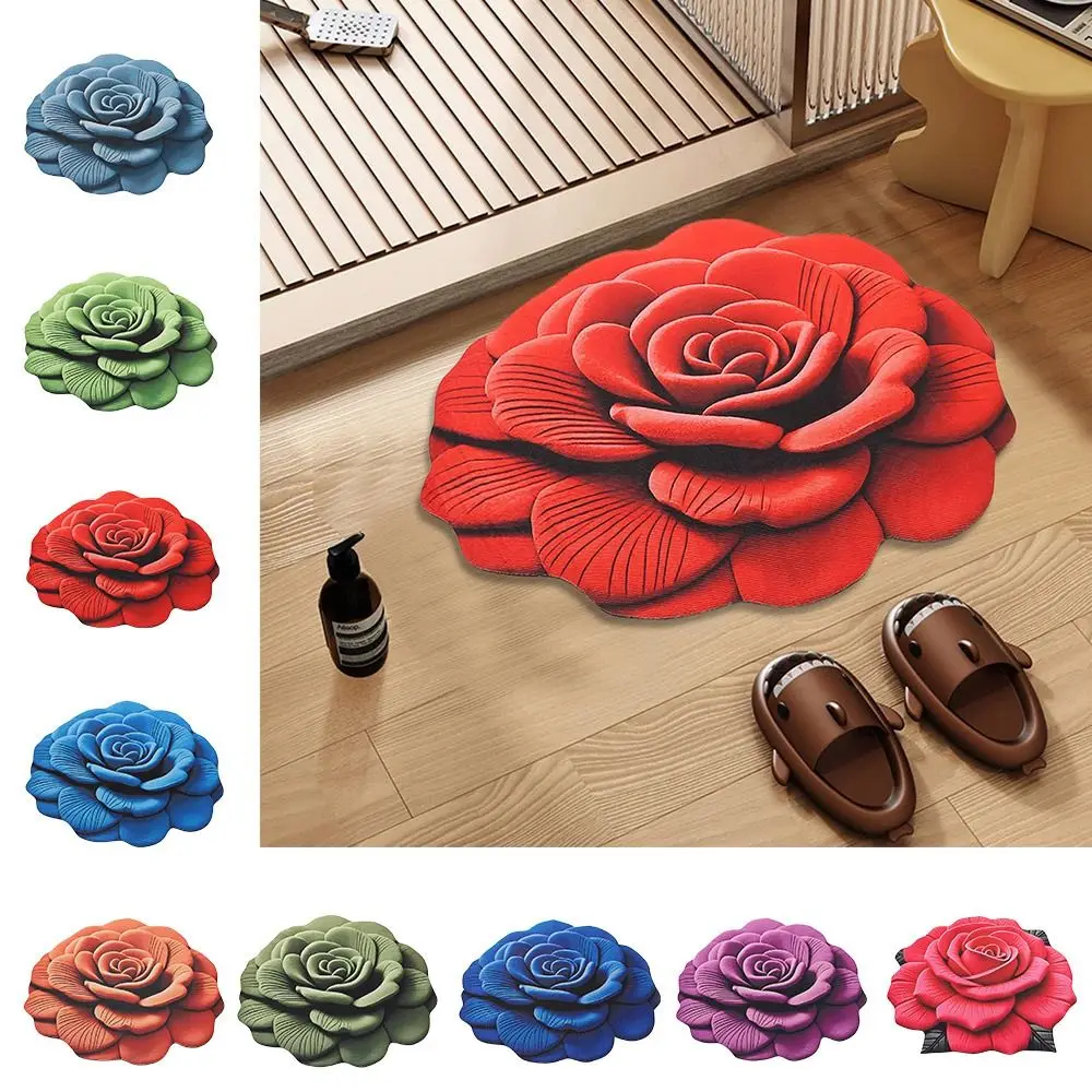 Special-shaped Flower Carpet Non-slip Soft Peony Floor Mat 40x40cm/60x60cm Absorbent Bathroom Floor Mat
