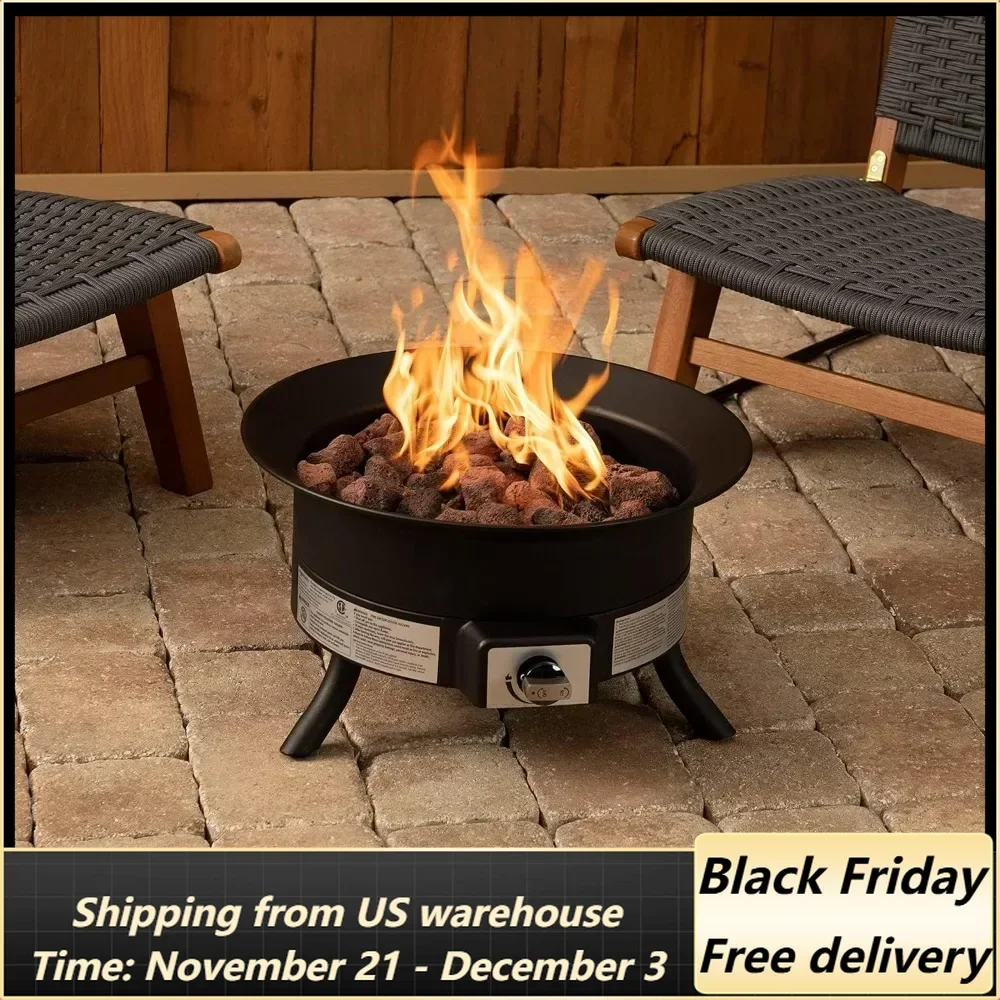 19-Inch 55,000 BTU Round Portable Propane Gas Fire Pit with Carry Strap portable fire pit  outdoor fireplace  fire pit table