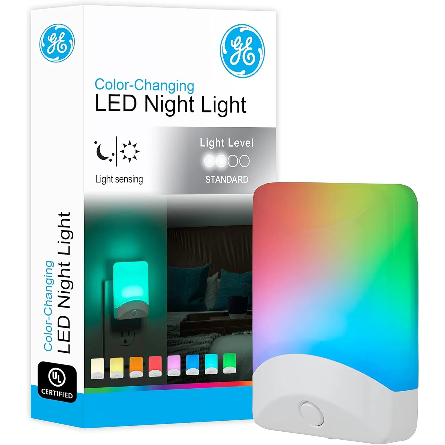 

Color Changing LED Night Light for Kids, Dusk to Dawn Sensor, Plug in Wall Lights for Bedroom, 8 Colors, 3 Modes