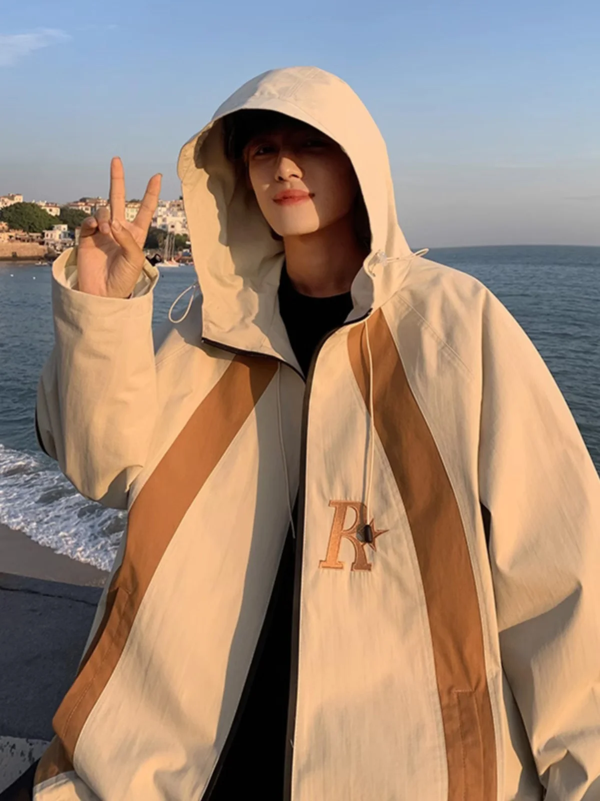 

Color Blo Men's Spring Autumn Jaet Outdoor Workwear Functional Sle Zipper Closure Long Sve Warmth Sports Outerwear